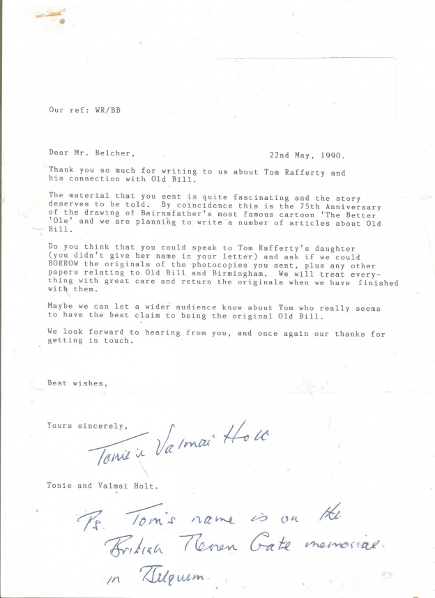 Tonie  and Valmai Holt's letter 1990 001